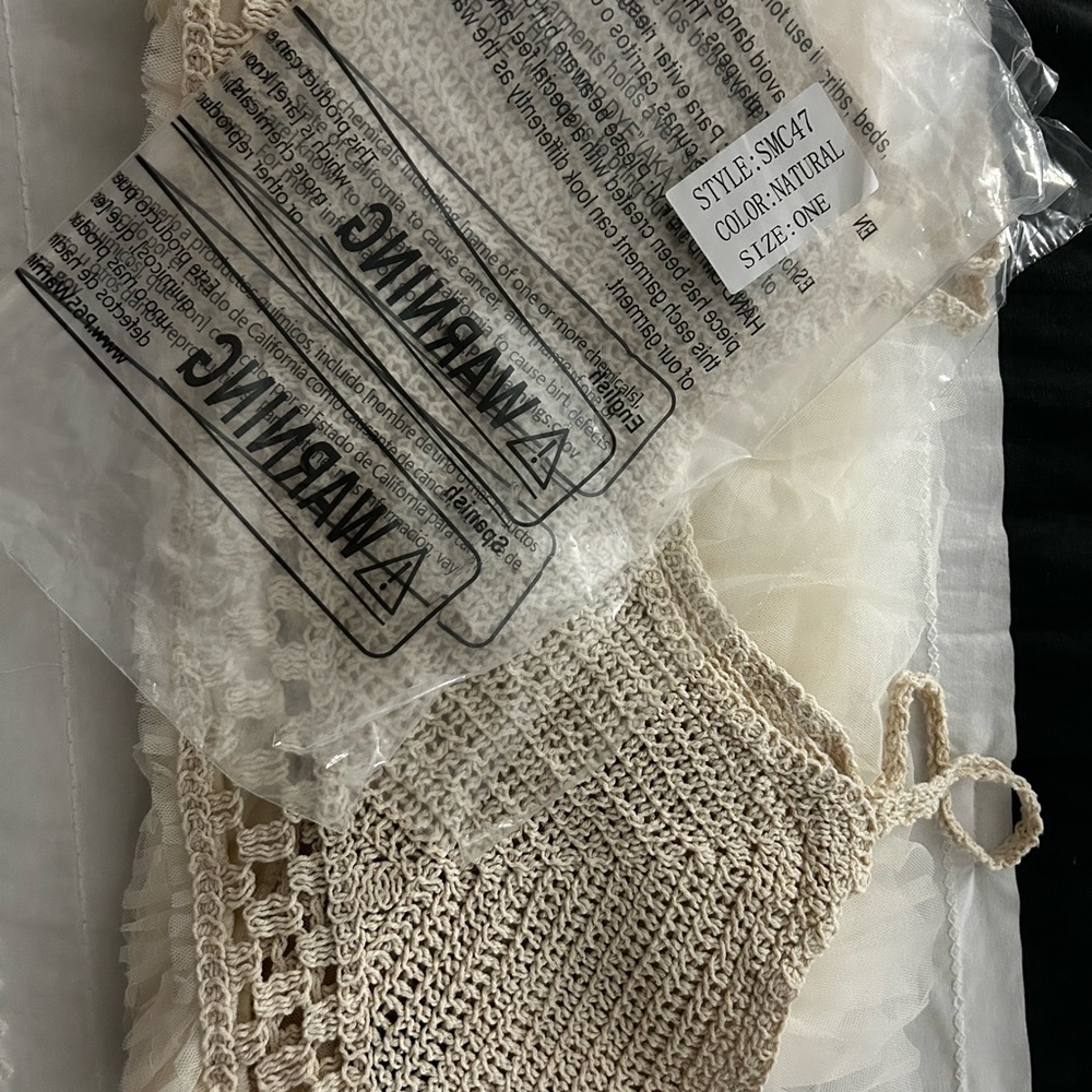 NW BAG- POL Cream Lined Ruffle Slip Dress - Picture 12 of 13
